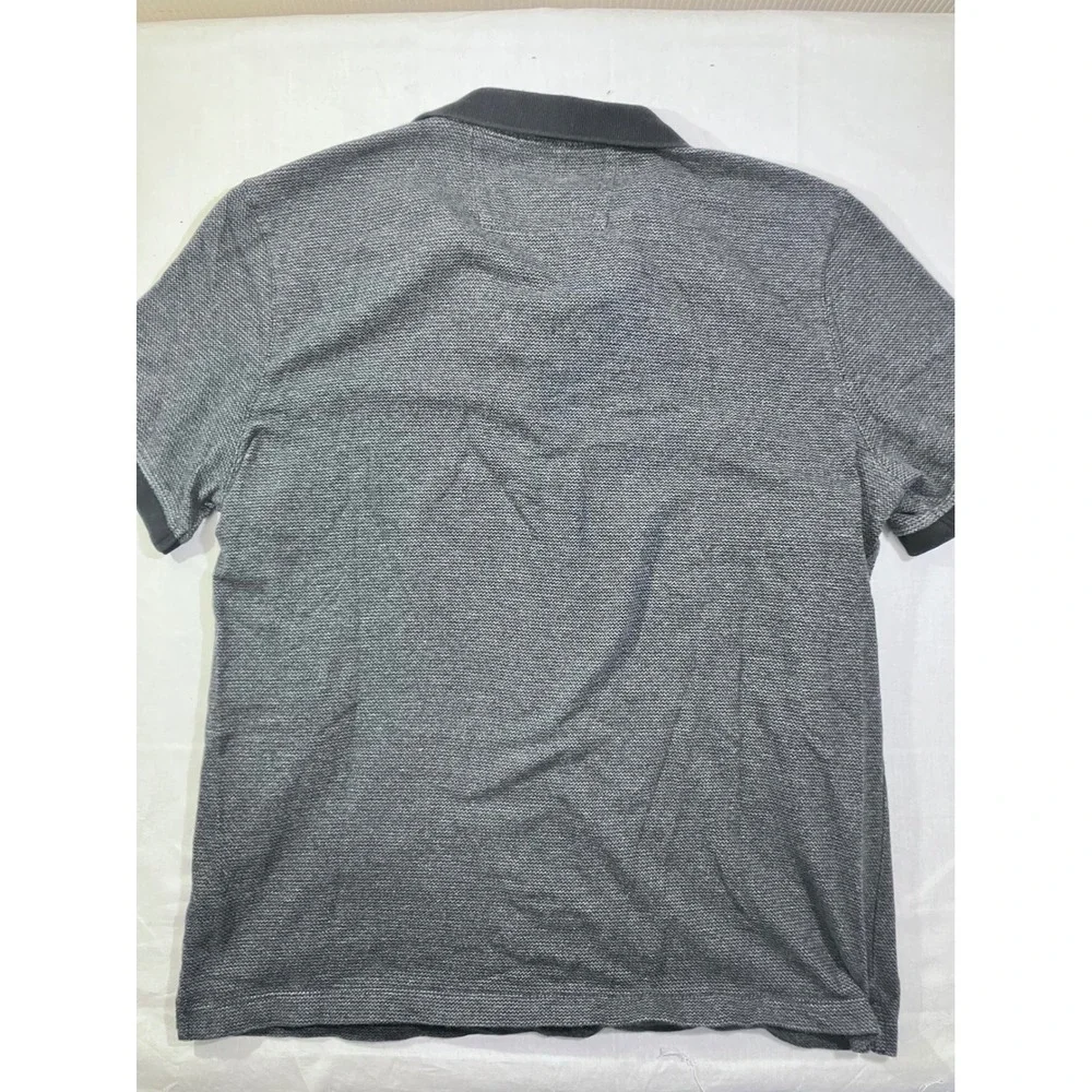 Banana Republic Mens Cotton Pique Polo Shirt‎ Size L Gray Striped Short Sleeve